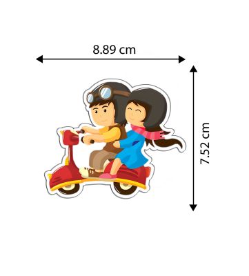 Couple On Scooter Magnet Sticker For The Decorations