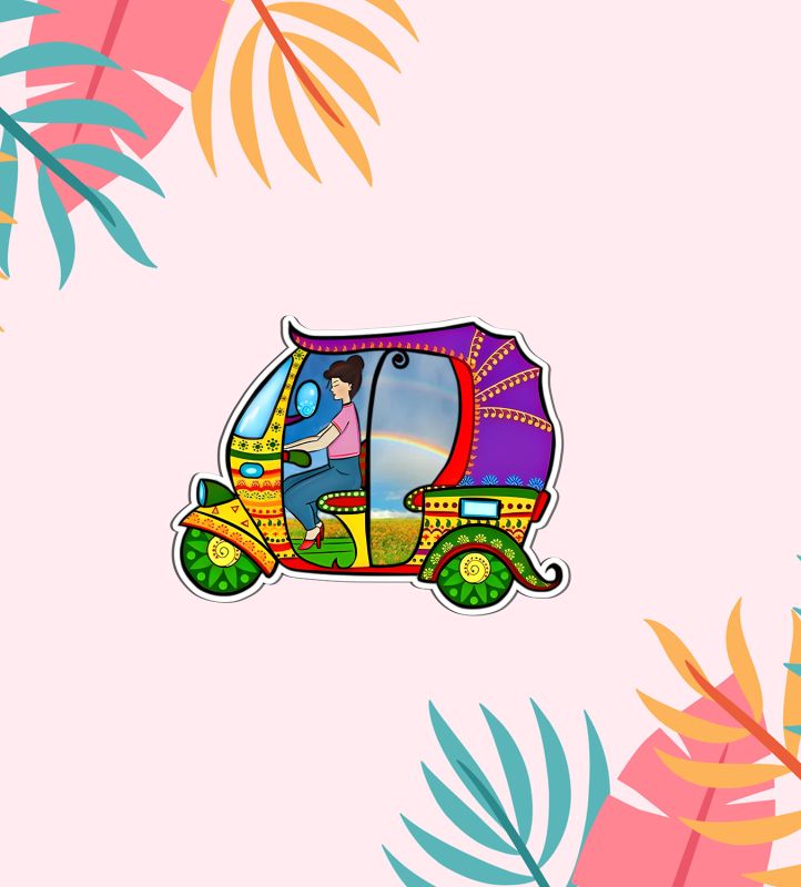 Rickshaw Design Magnet Sticker For The Decorations