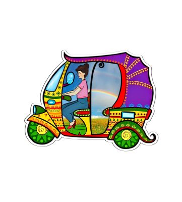 Rickshaw Design Magnet Sticker For The Decorations