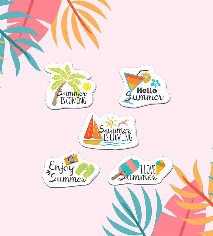 Shinny Summer Magnet Sticker For The Decorations (Pack Of 5)