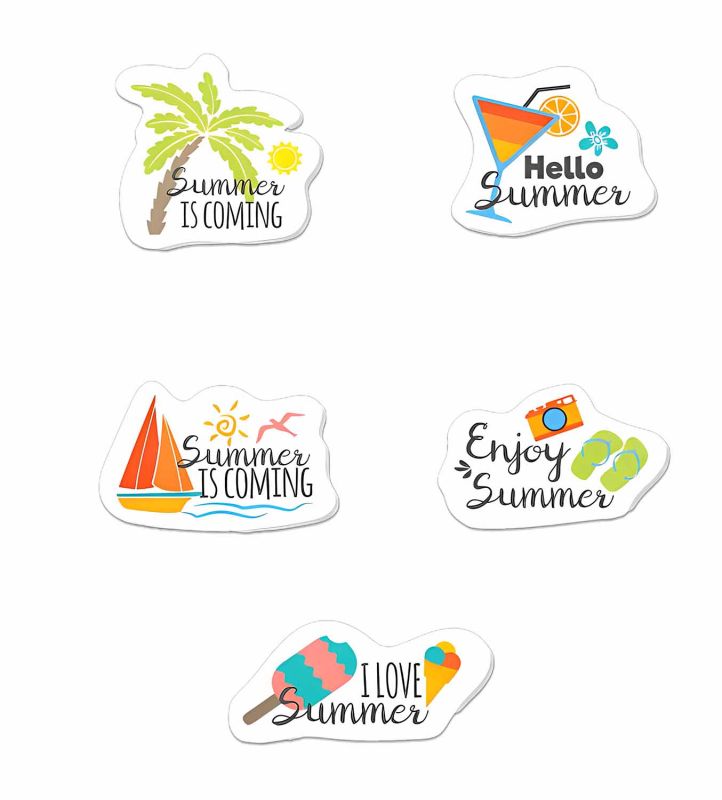 Shinny Summer Magnet Sticker For The Decorations (Pack Of 5)