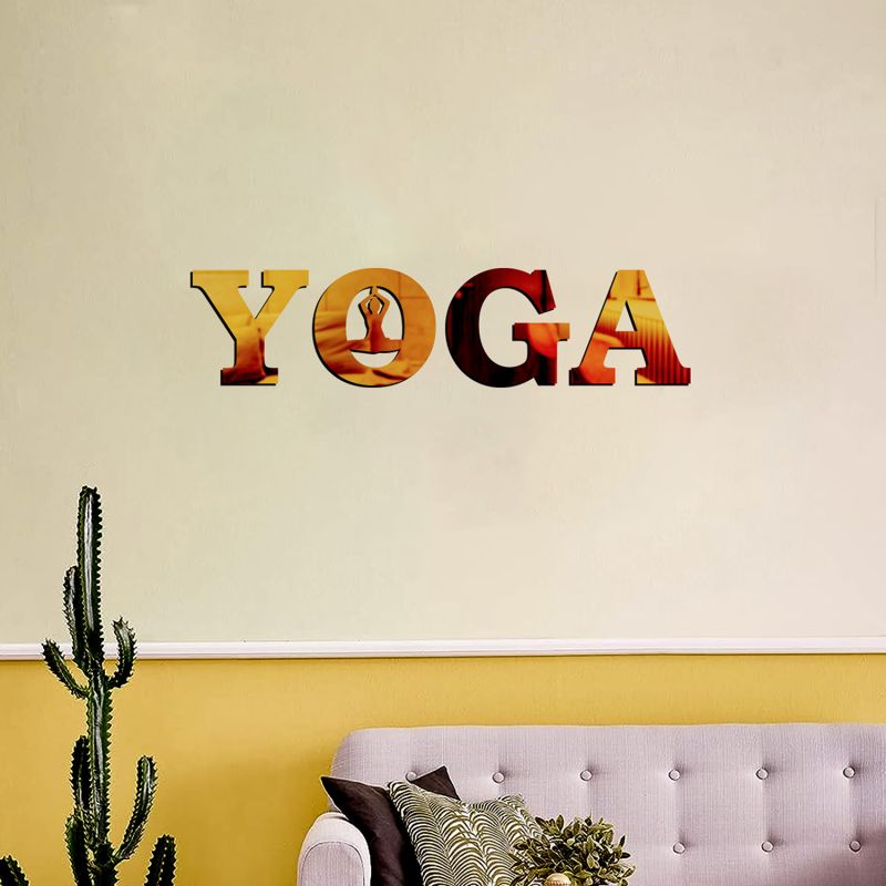 Yoga Text Design Wall Mirrior Stickers