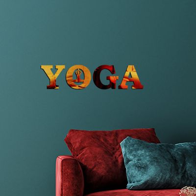 Yoga Text Design Wall Mirrior Stickers