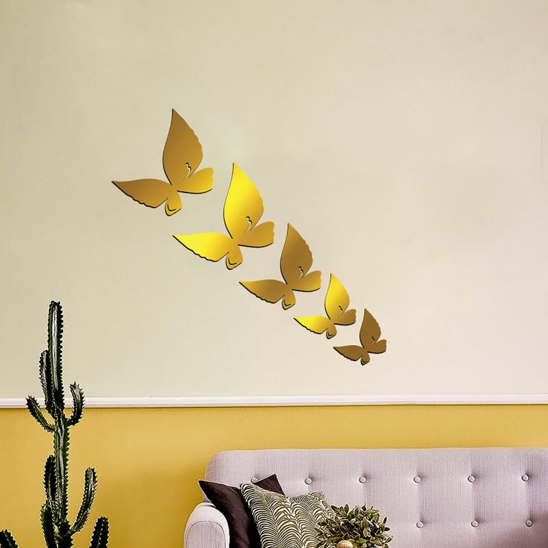 Golden Butterfly Pattern Mirrior Sticker