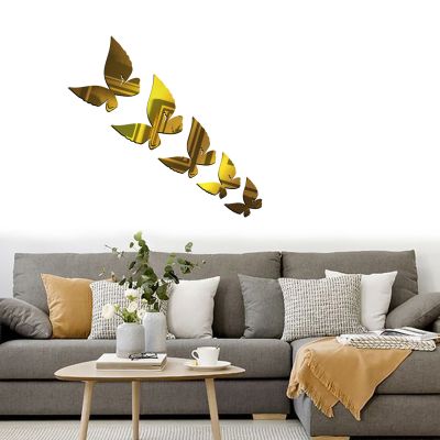 Golden Butterfly Pattern Mirrior Sticker