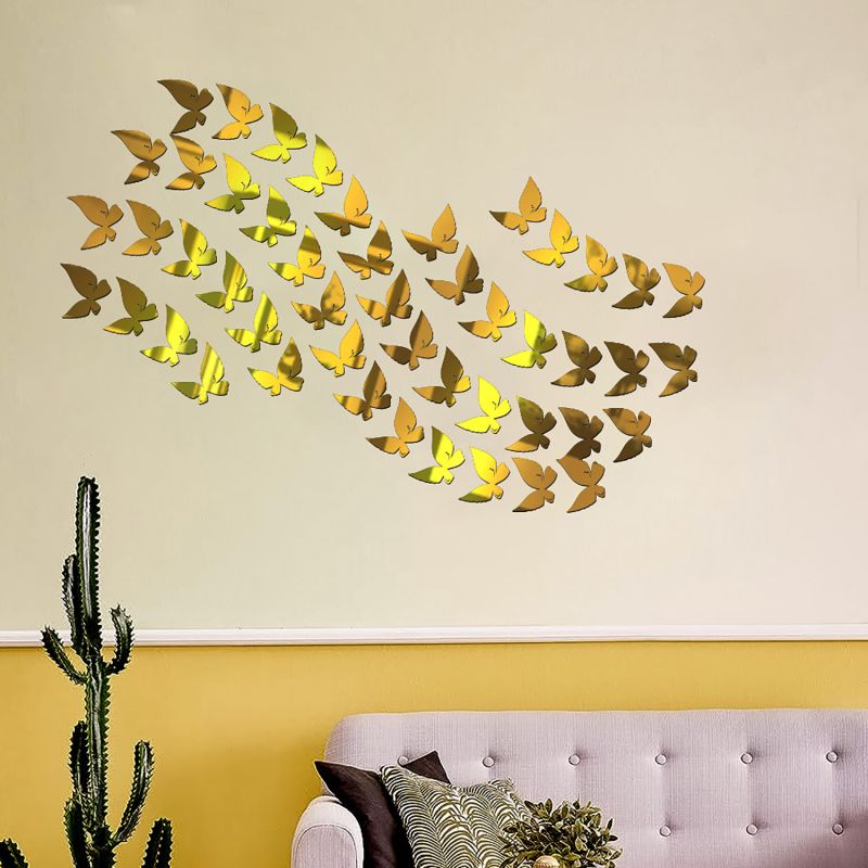 Butterfly Pattern Golden Mirrior Sticker