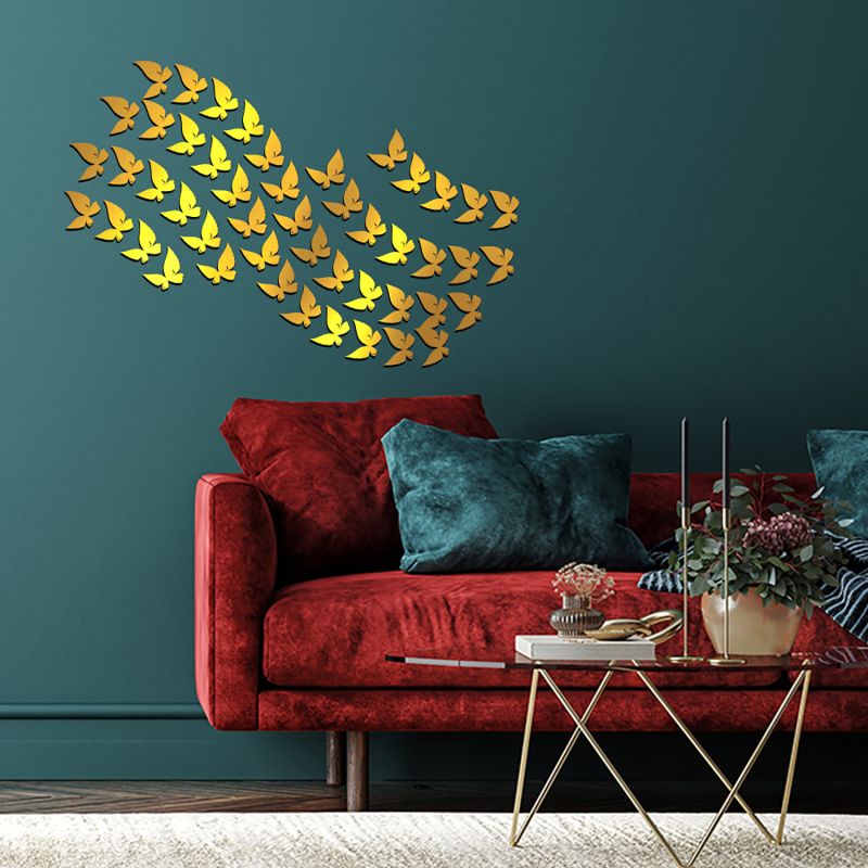 Butterfly Pattern Golden Mirrior Sticker