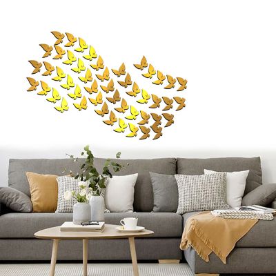 Butterfly Pattern Golden Mirrior Sticker