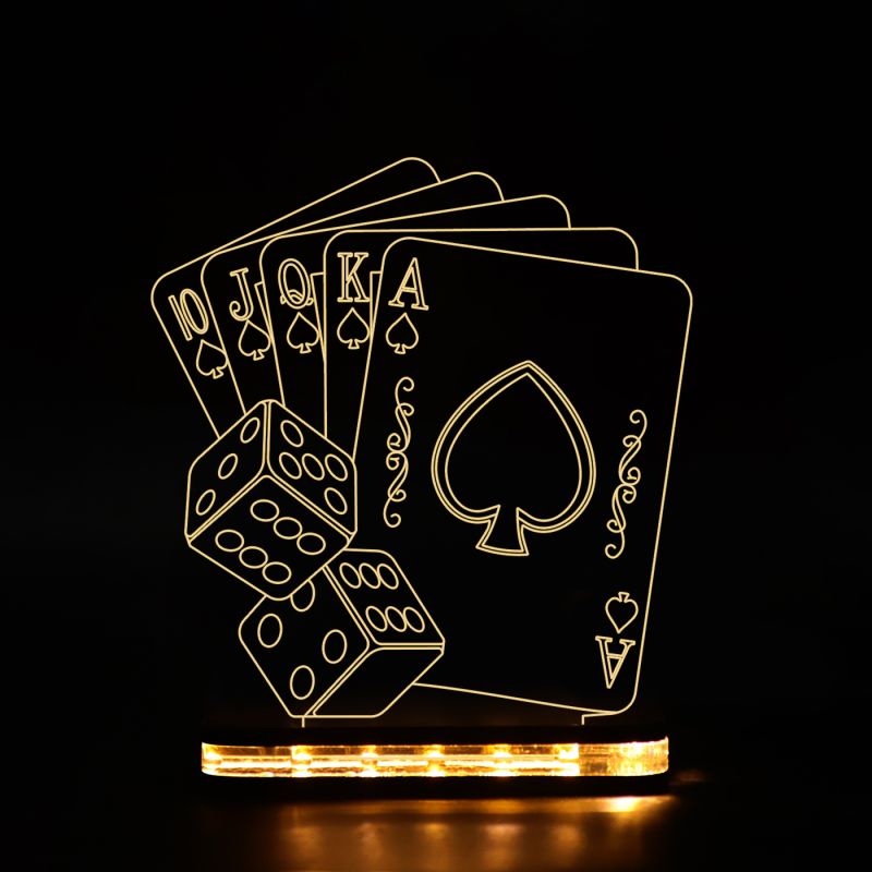 Playing Cards With Dice Night Lamp