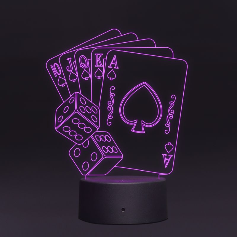 Playing Cards With Dice Night Lamp