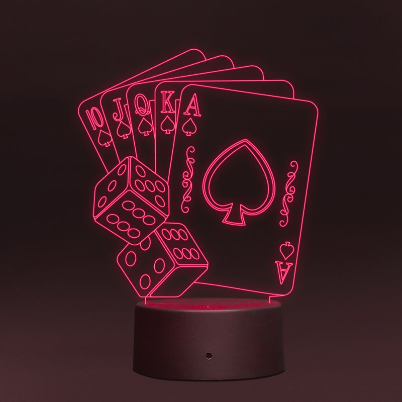 Playing Cards With Dice Night Lamp