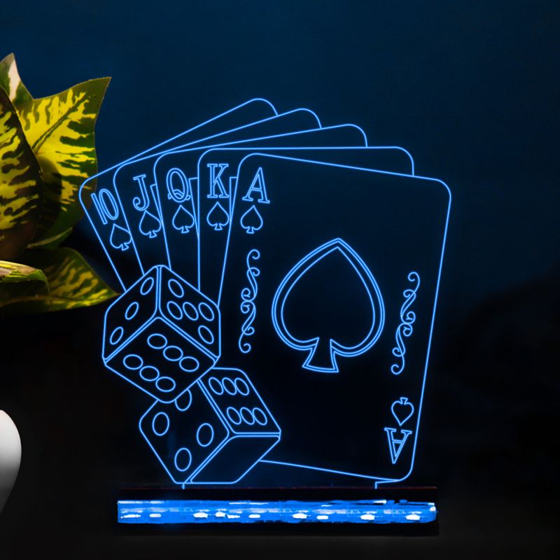 Playing Cards With Dice Night Lamp