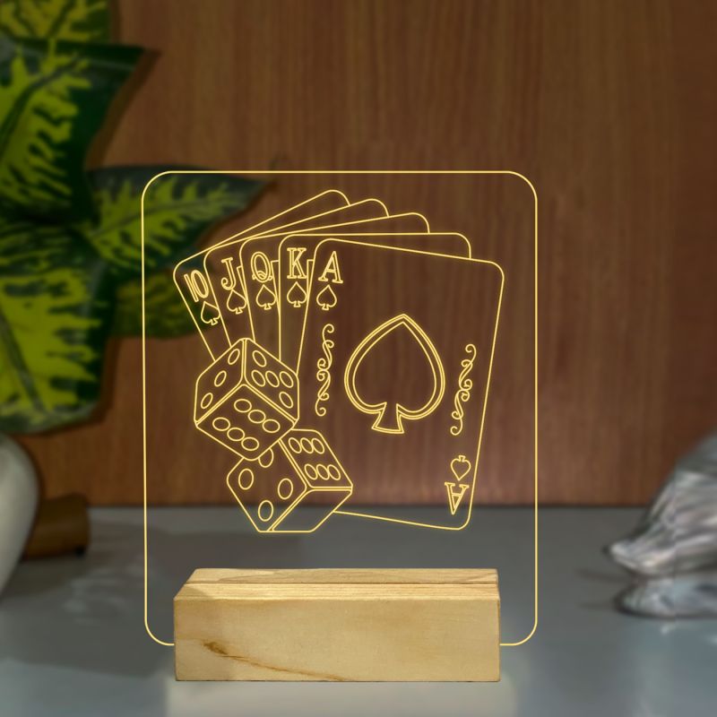 Playing Cards With Dice Night Lamp