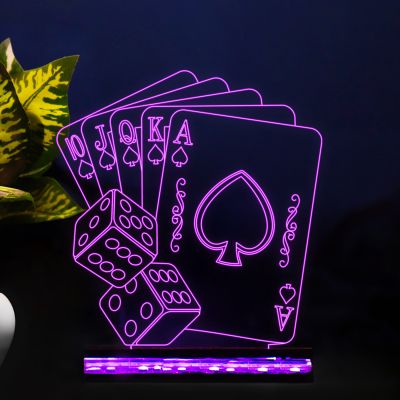 Playing Cards With Dice Night Lamp