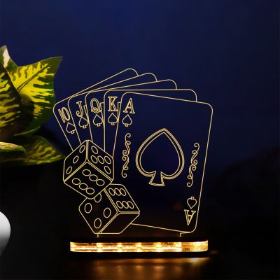 Playing Cards With Dice Night Lamp