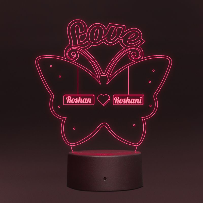 Lovely Butterfly Design With Customized Name Night Lamp