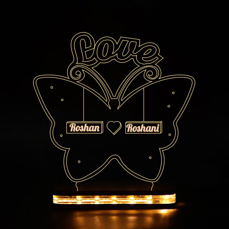 Lovely Butterfly Design With Customized Name Night Lamp