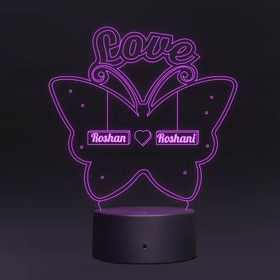 Lovely Butterfly Design With Customized Name Night Lamp