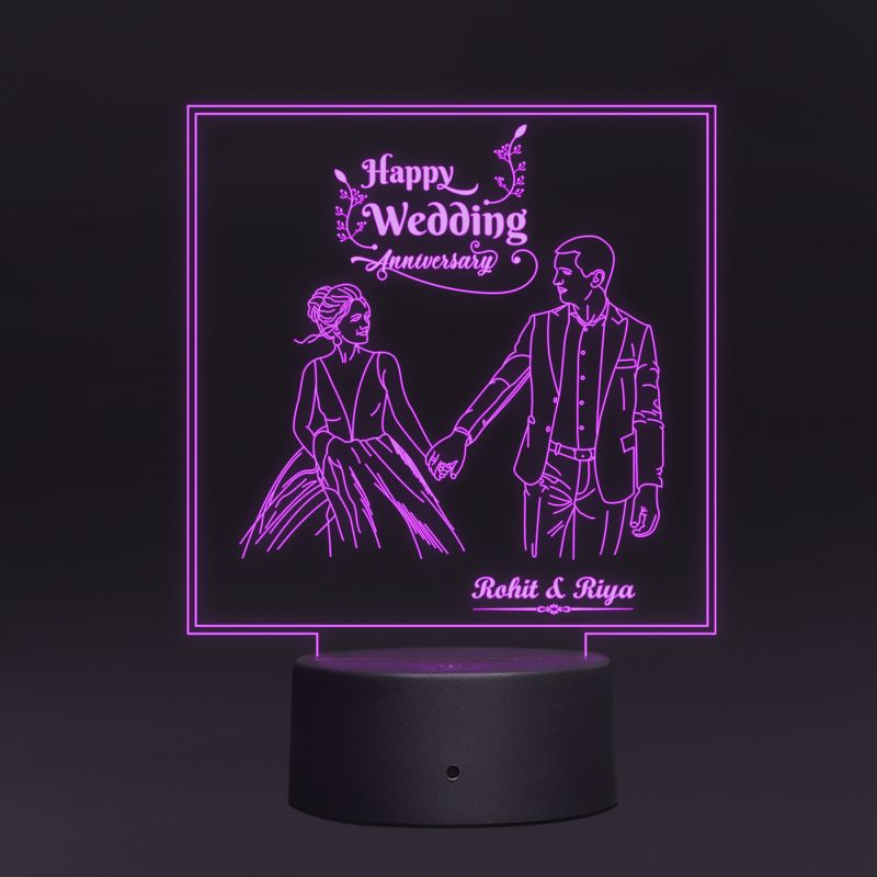 Happy Wedding Anniversary Night Lamp (Customized Names)