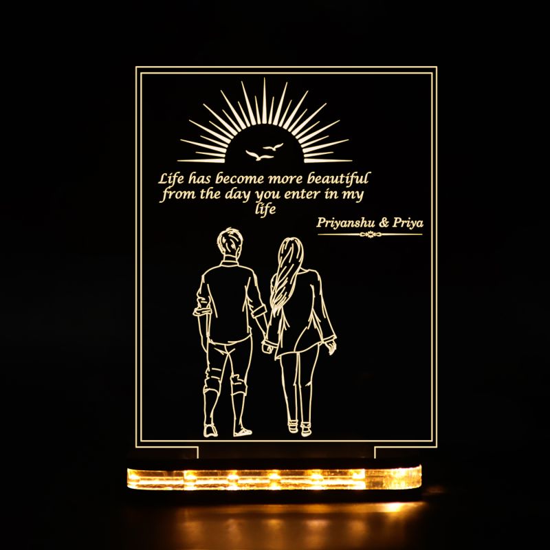 Walking Couple Night Lamp (Customized Name)