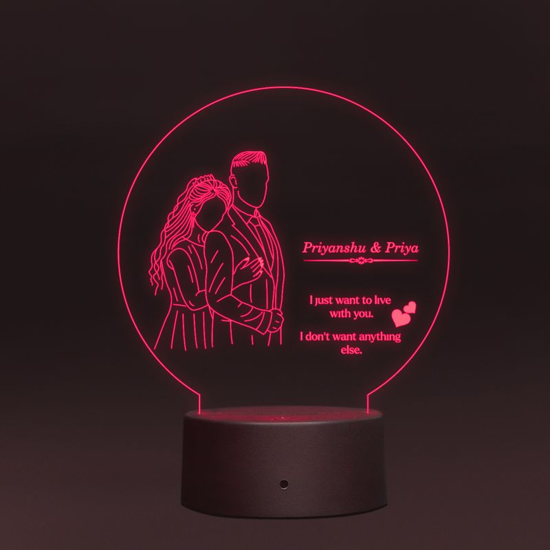 Couples Night Lamp With Cute Msg (Customized Name's)