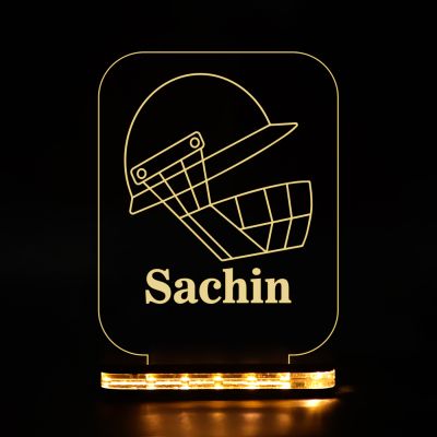 Cricket Helmet With Sachin Name Night Lamp