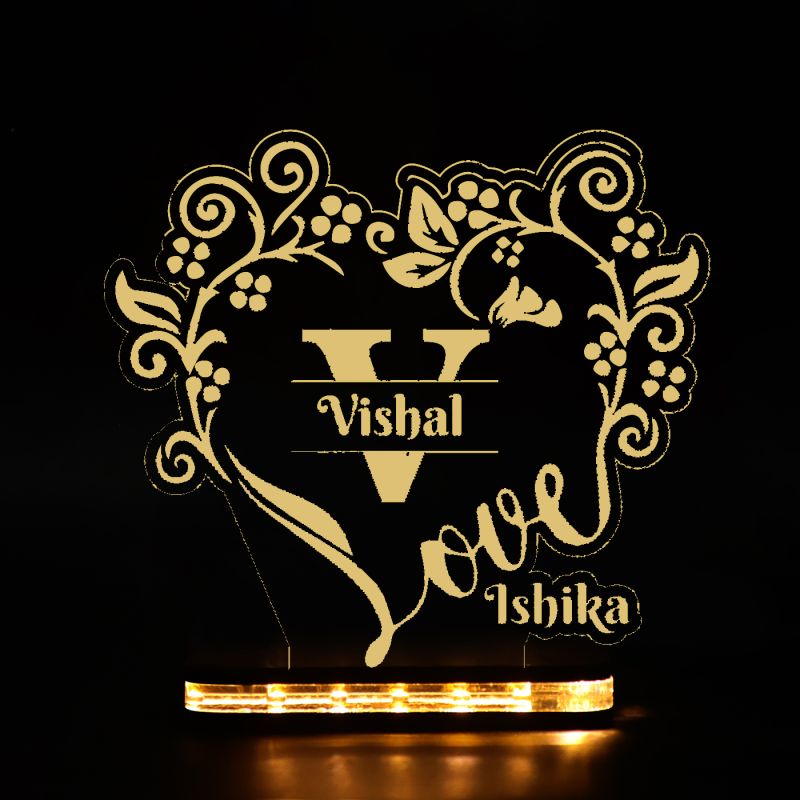 Customized Names Night Lamp With Heart