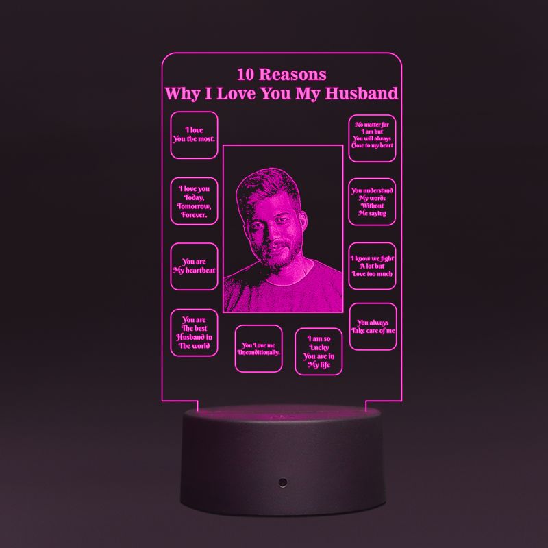 10 Reasons Why I Love You Husband Text Night Lamp