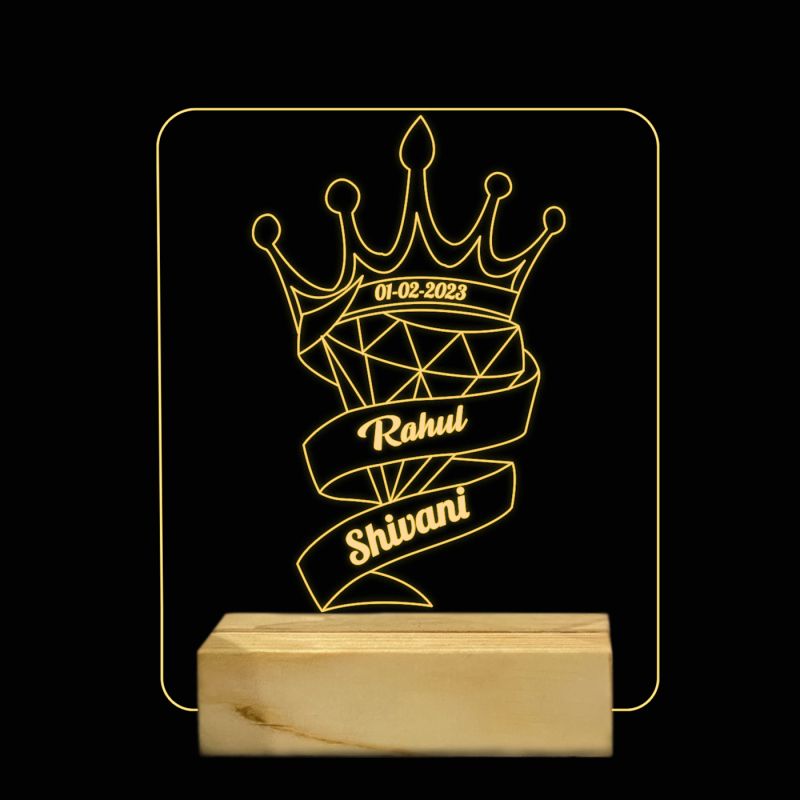 Customized Name Night Lamp On Crown Design