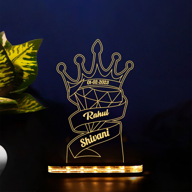 Customized Name Night Lamp On Crown Design