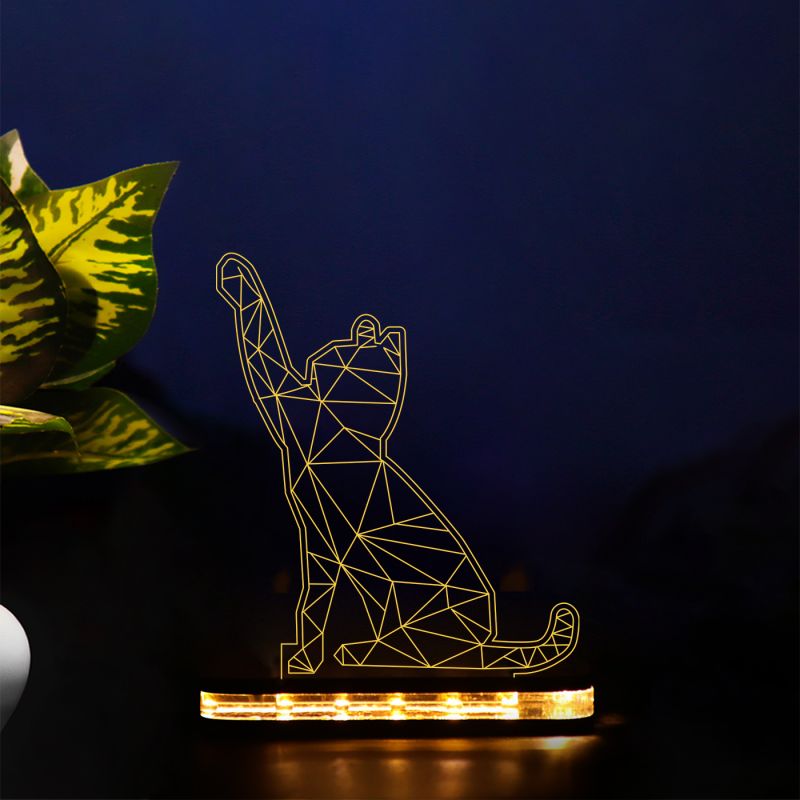 Poly Art Cat Design Night Lamp