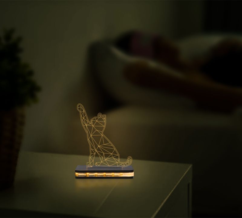 Poly Art Cat Design Night Lamp