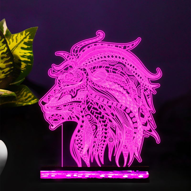 Graffiti Lion Head Design Night Lamp