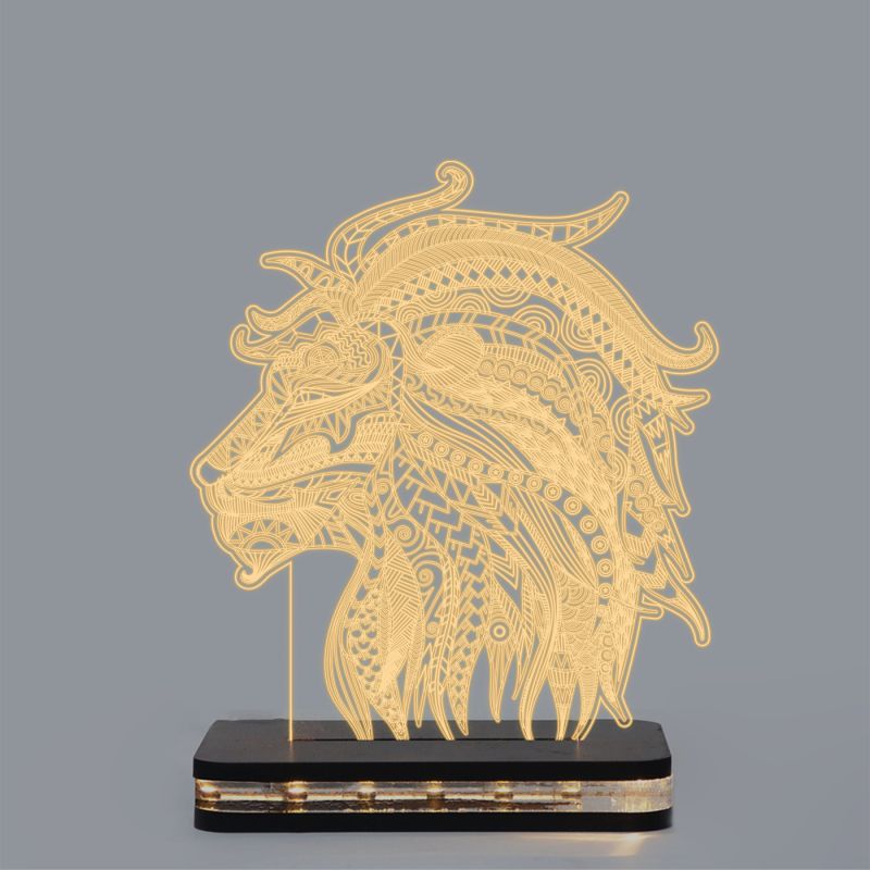 Graffiti Lion Head Design Night Lamp