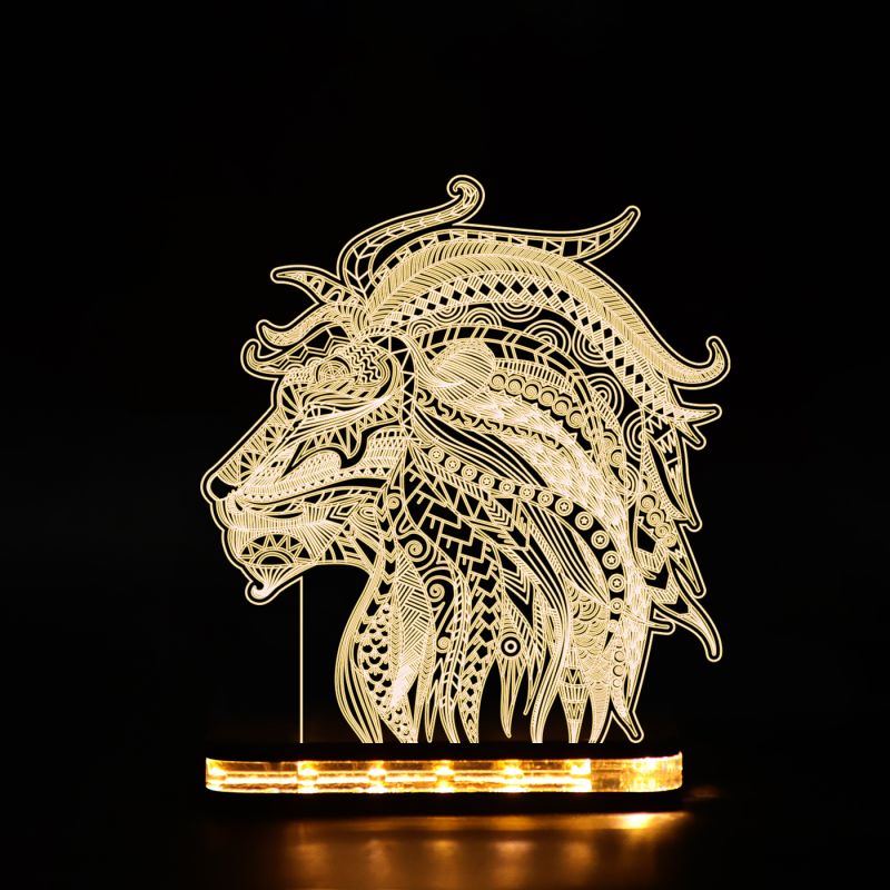 Graffiti Lion Head Design Night Lamp