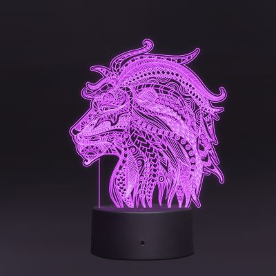 Graffiti Lion Head Design Night Lamp