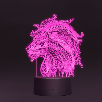 Graffiti Lion Head Design Night Lamp