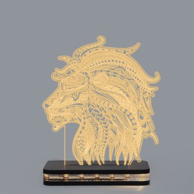 Graffiti Lion Head Design Night Lamp