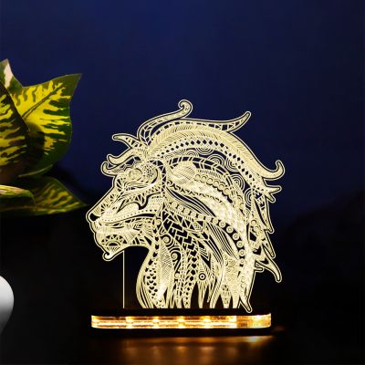 Graffiti Lion Head Design Night Lamp