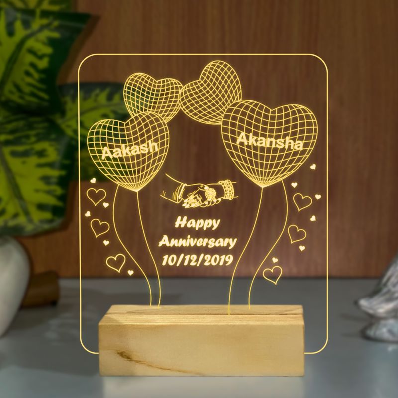 Happy Anniversary With Customized Name & Date Night Lamp