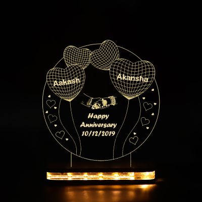 Happy Anniversary With Customized Name & Date Night Lamp