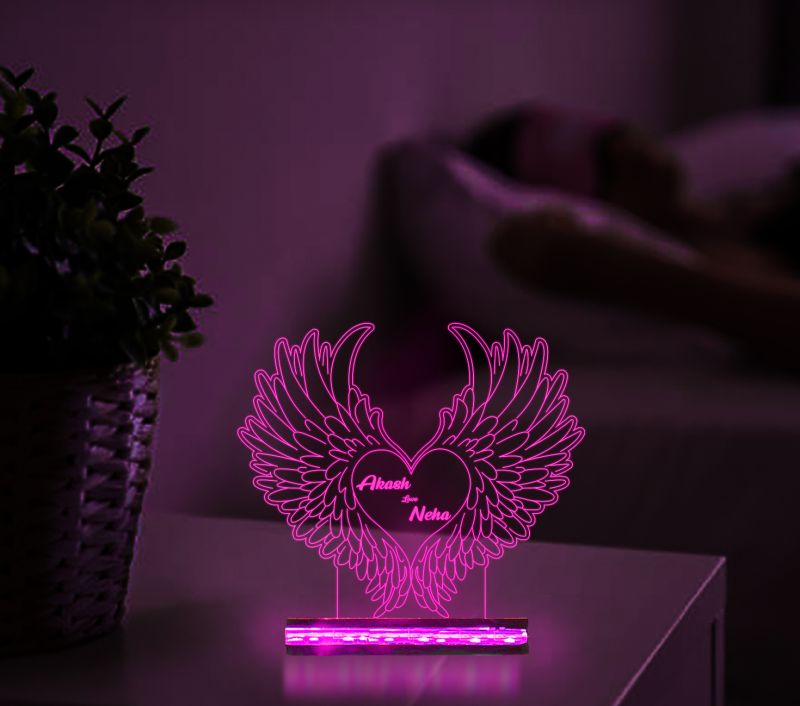 Couples Customized Name On Heart Design Night Lamp