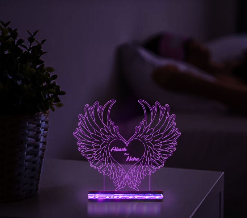 Couples Customized Name On Heart Design Night Lamp