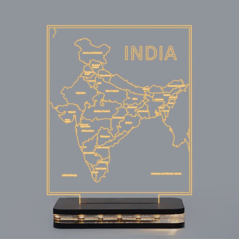 India Map Design Night Lamp