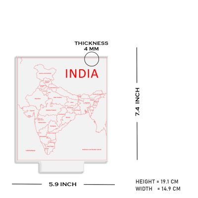 India Map Design Night Lamp with Warm White Light