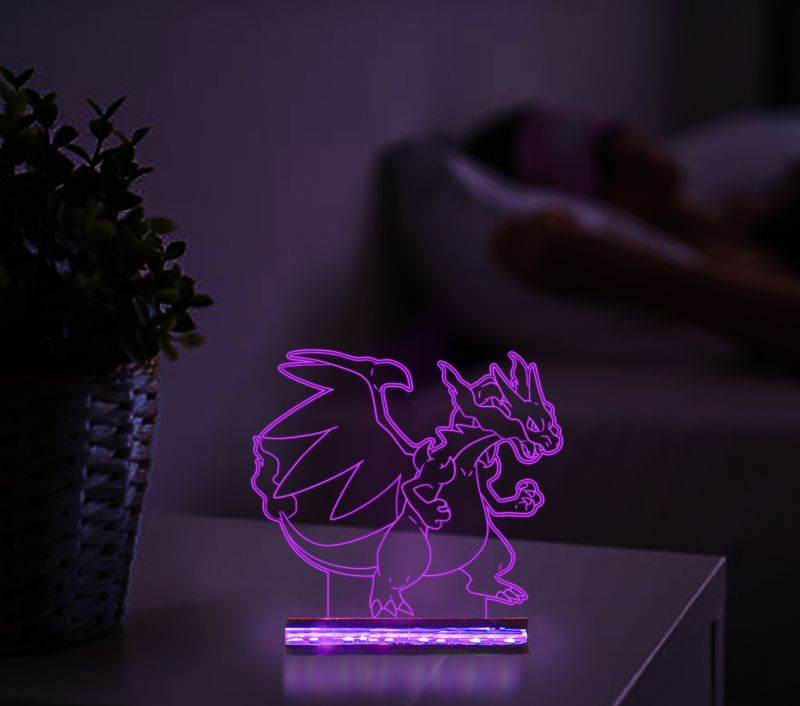 Mega-Charizard-X From Pokemon Design Night Lamp