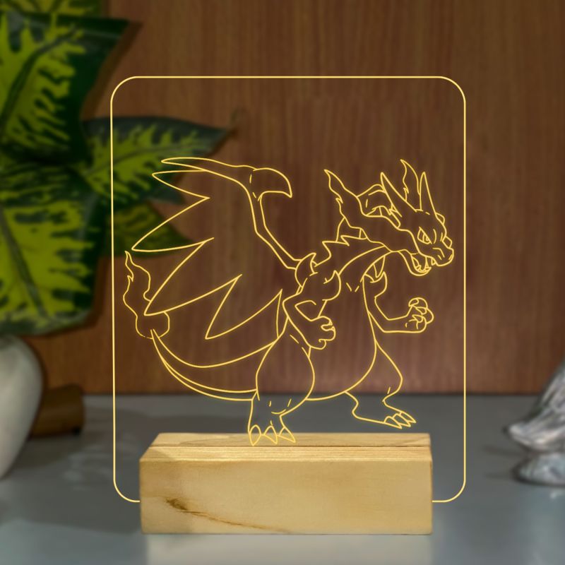 Mega-Charizard-X From Pokemon Design Night Lamp