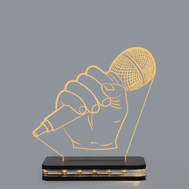 Mic With Hand Design Night Lamp