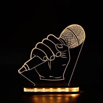 Mic With Hand Design Night Lamp