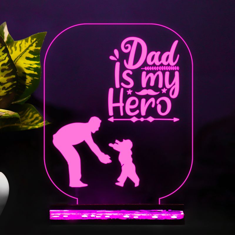 Dad Is My Hero Text Night Lamp